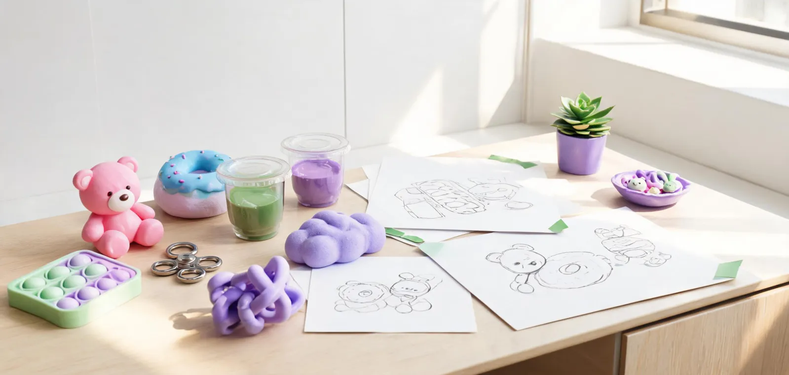 Minimal Orbeez studio with sensory play materials